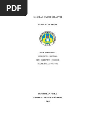 Makalah Ipa Smp Kelas Viii Gerak Pada Benda