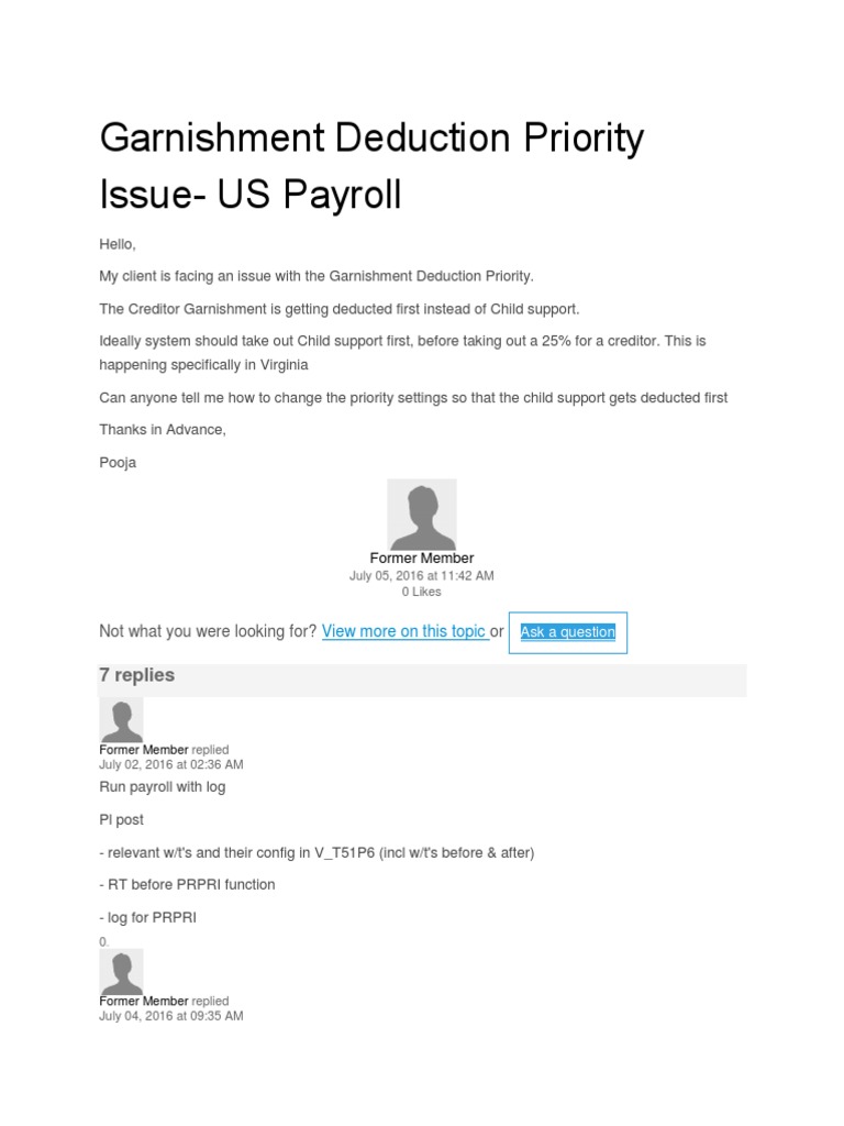 Garnishment Deduction Priority Issue PDF Garnishment Business