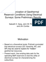 Characterization of Geothermal Reservoir Conditions Using Electrical Surveys: Some Preliminary Results