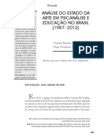 PEREIRA, Marcelo Ricardo; SILVEIRA, Wegis Herculano - Analise Estado Da Arte Em Psicanalise e Educação No Brasil