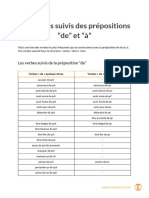 Les Verbes Suivis Des Prépositions de Et À 1 PDF