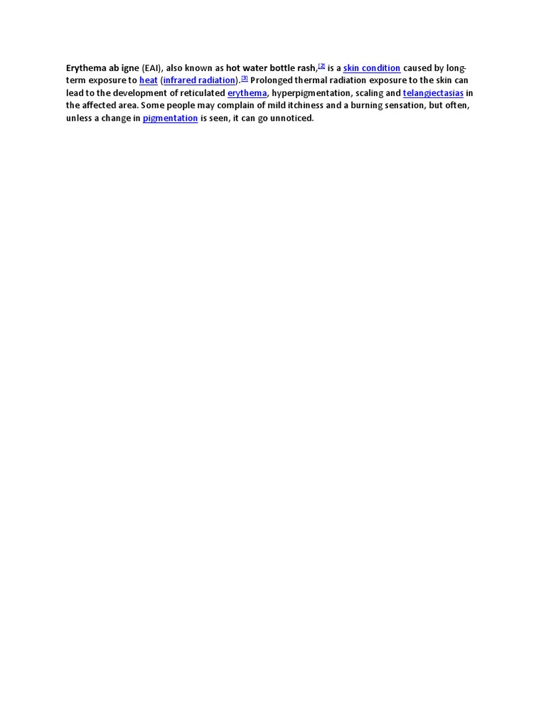 Erythema Ab Igne (EAI), Also Known As Hot Water Bottle Rash | PDF