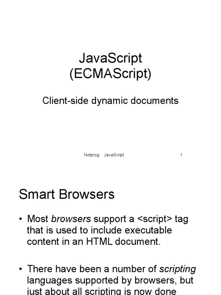 Javascript (Ecmascript) : Client-Side Dynamic Documents | PDF | Java ...