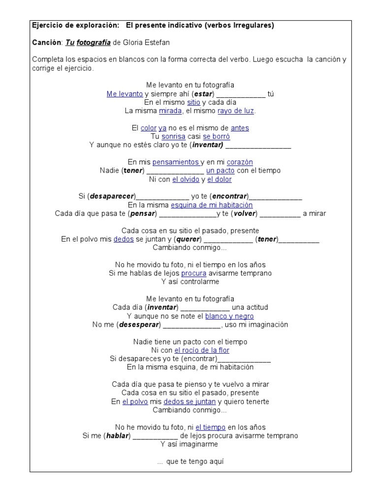 Ejercicios de verbos irregulares en español | PDF | Ocio