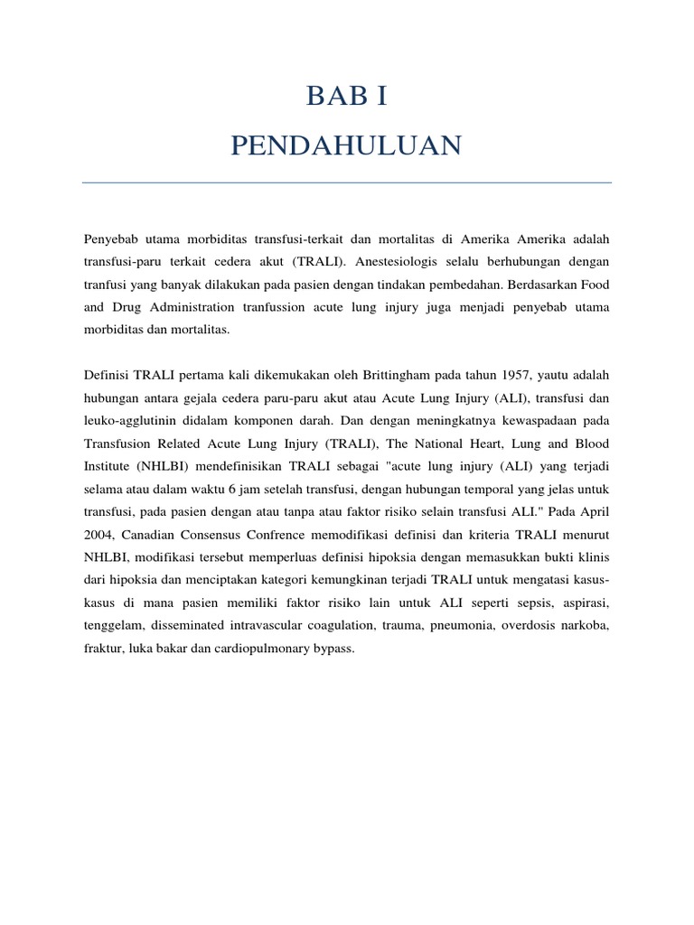 Definisi dan Diagnosis TRALI | PDF | Sains & Matematika