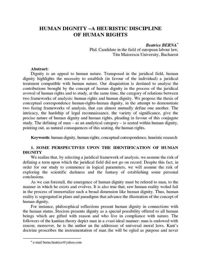 Human Dignity - A Heuristic Discipline of Human Rights: Abstract | PDF ...