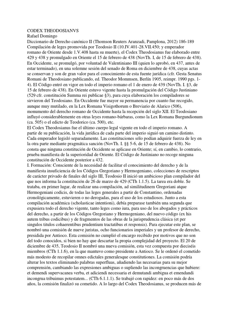 Codex Theodosianus: Historia y Contenido | PDF | Europa antigua ...