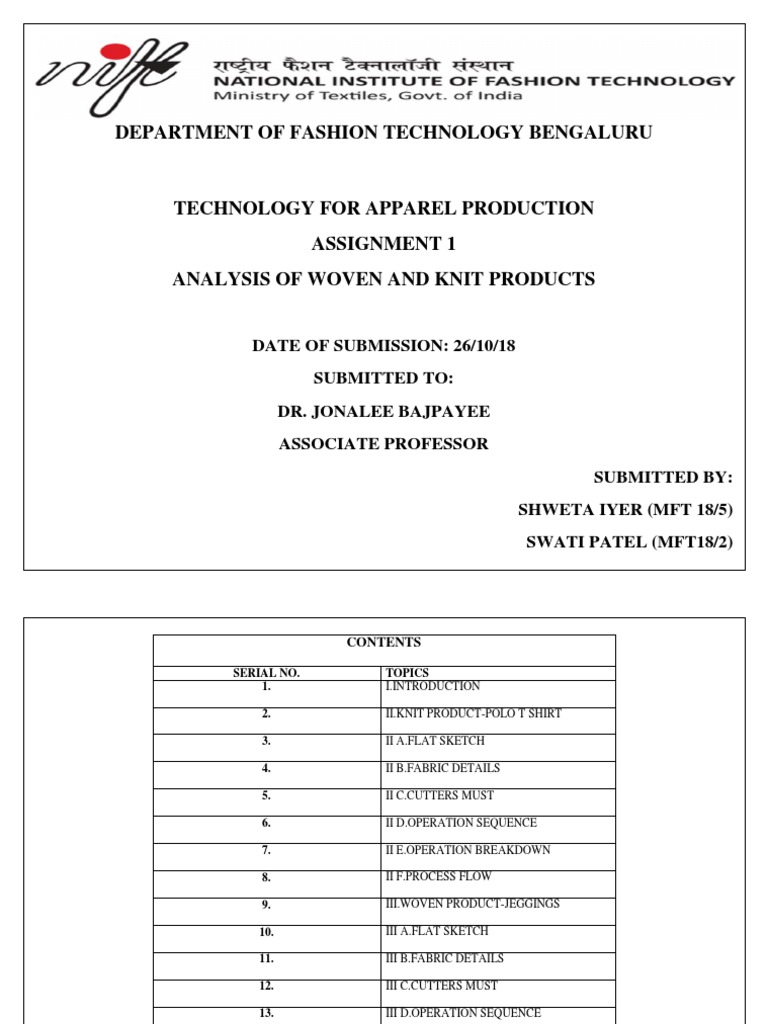 Analysis of the Production Processes for Polo TShirts and Jeggings