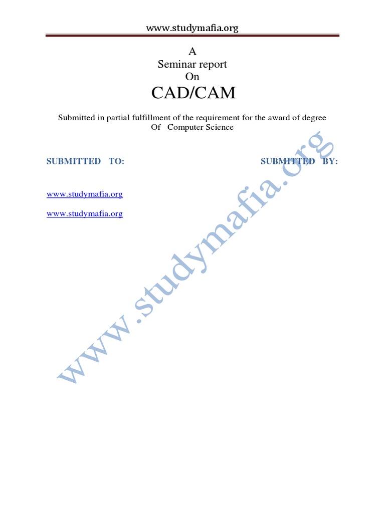Cse Cad Cam Report PDF Computer Aided Design Product Lifecycle
