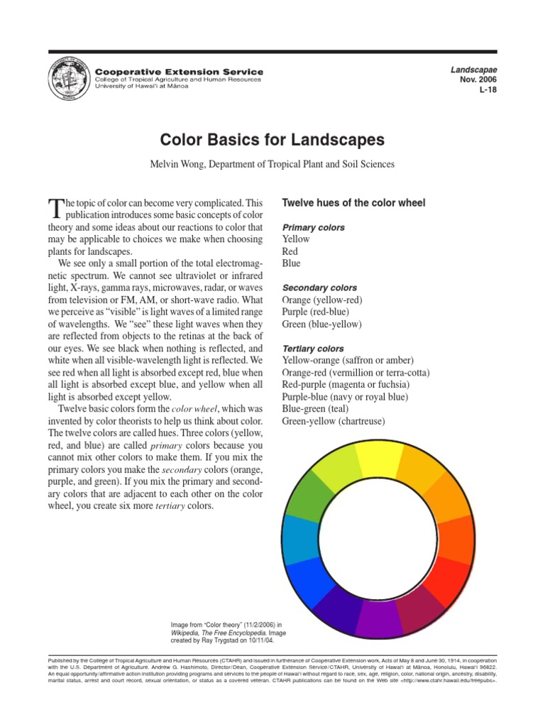 Color Theory for Landscape Design | PDF | Color | Green