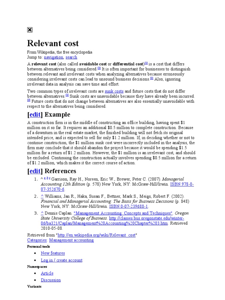 Relevant Cost PDF Wikipedia Computing