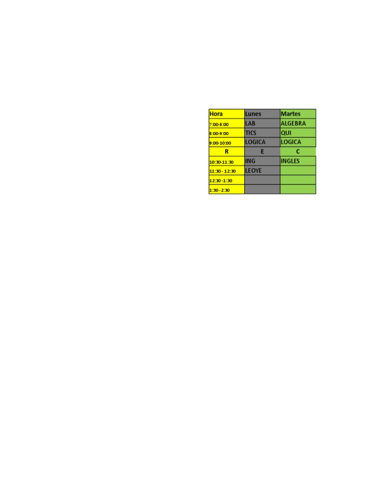 Weekly Class Schedule Overview | PDF | Language Arts & Discipline