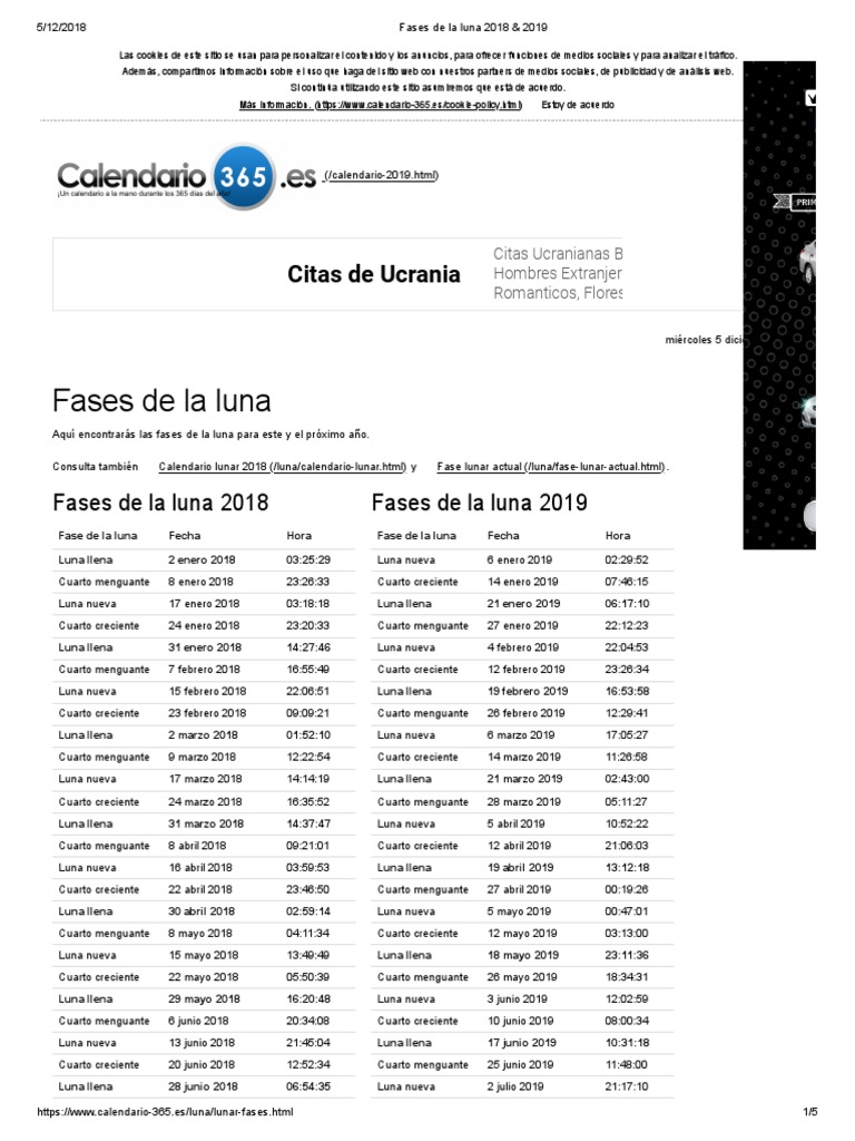 Calendario Lunar 2018-2019 | PDF | Luna | Calendario, image size:768x1024