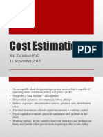 Cost Estimation for Chemical Processing Plant