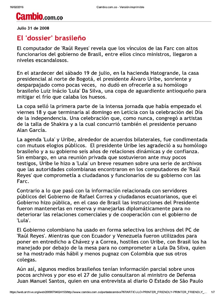 El Dossier Brasileño - Texto Integral | PDF