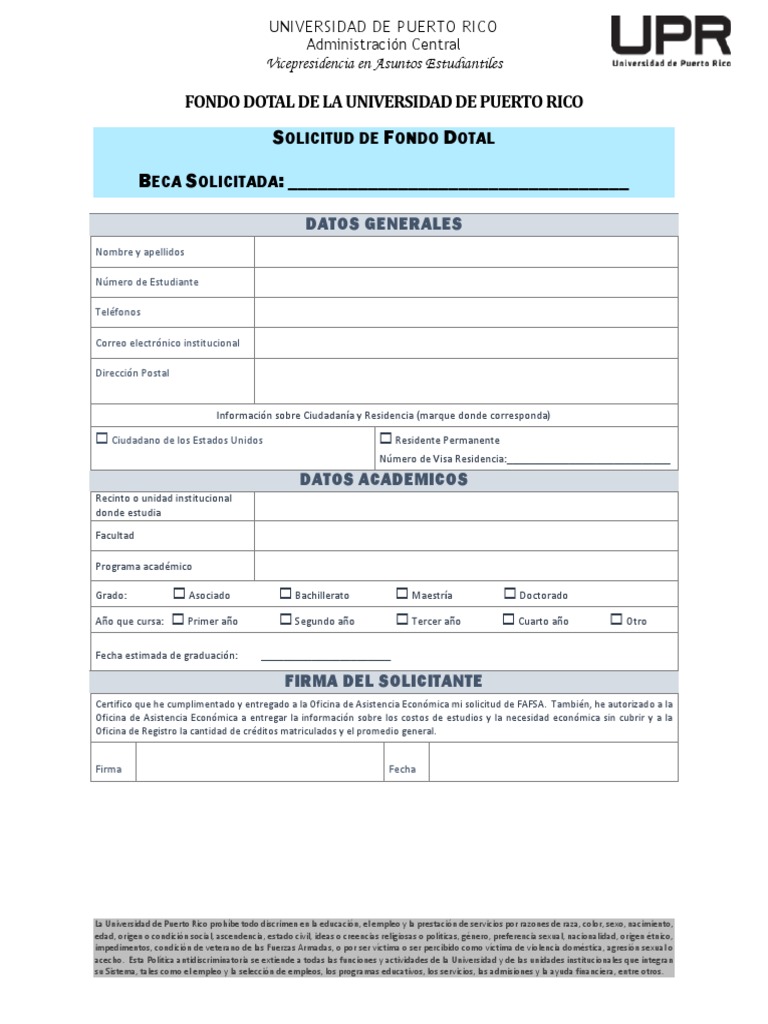 Solicitud de Becas Fondo Dotal | PDF | Educación avanzada