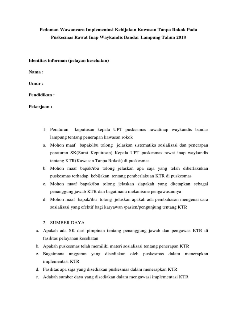 Implementasi Kebijakan KTR di Puskesmas | PDF | Pengembangan Diri ...