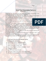 Charlie and The Chocolate Factory Reading Comprehension