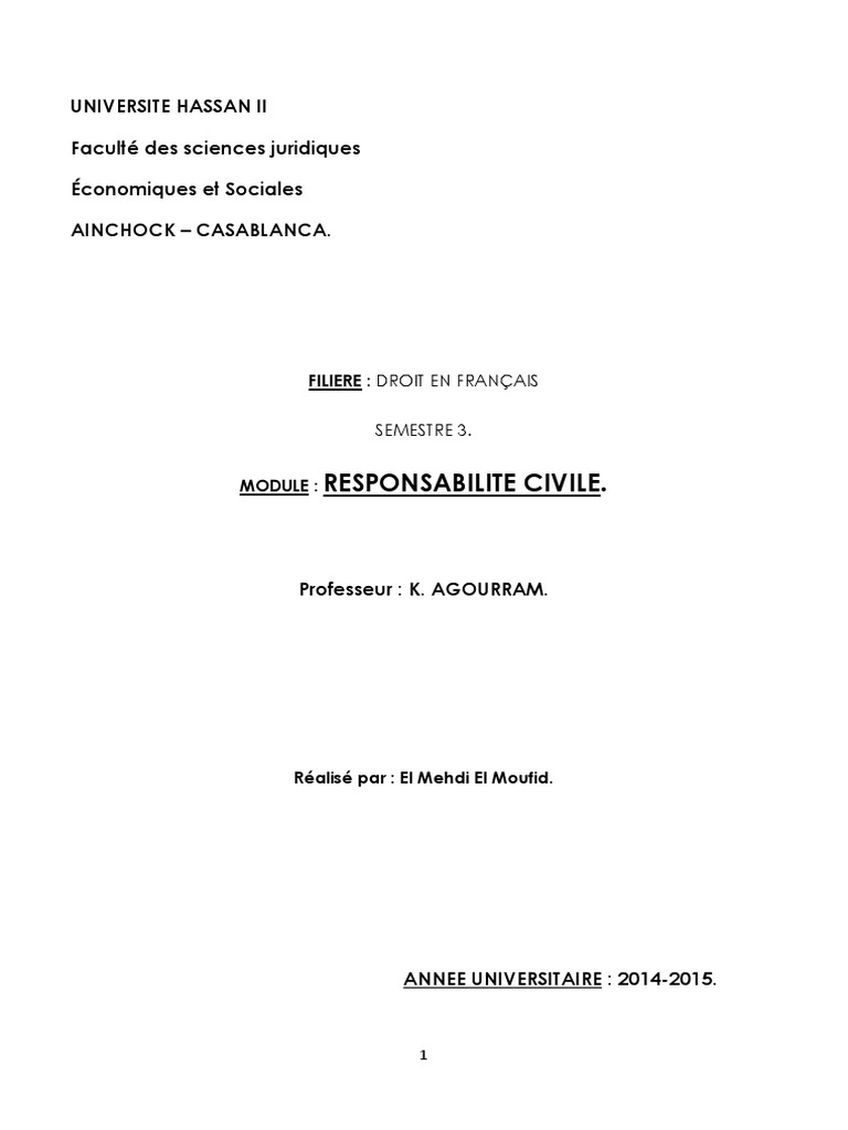 Introduction à la responsabilité civile | PDF | Assurance | Loi criminelle
