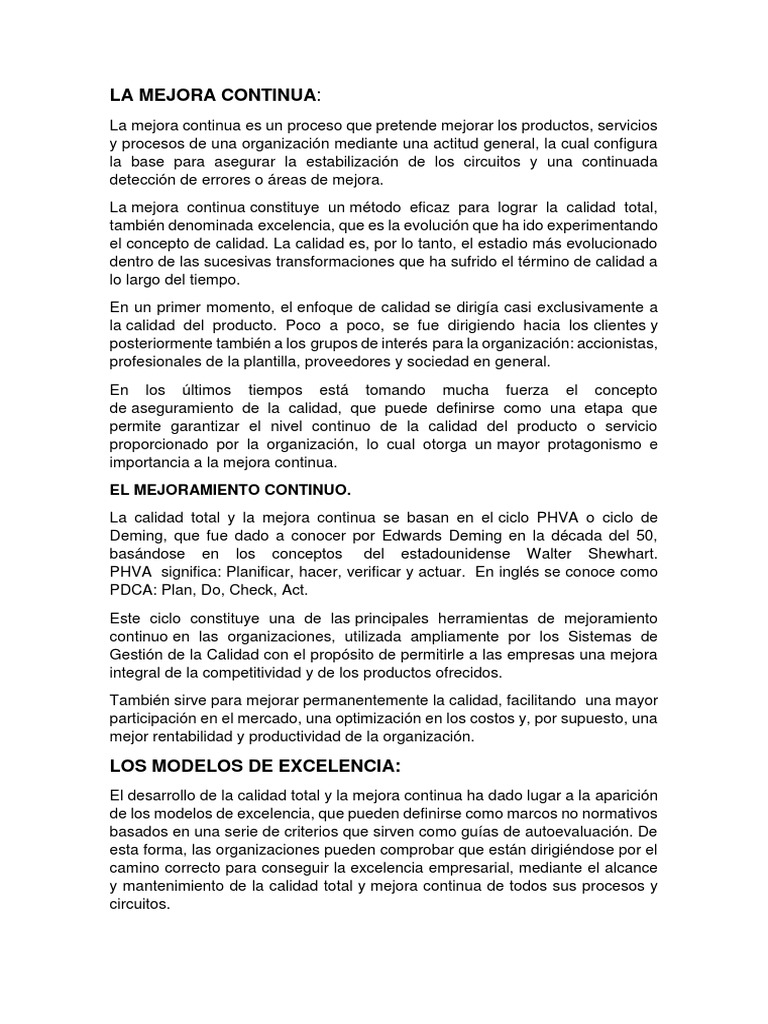 Mejora Continua y Calidad Total | PDF | Toma de decisiones | Calidad ...