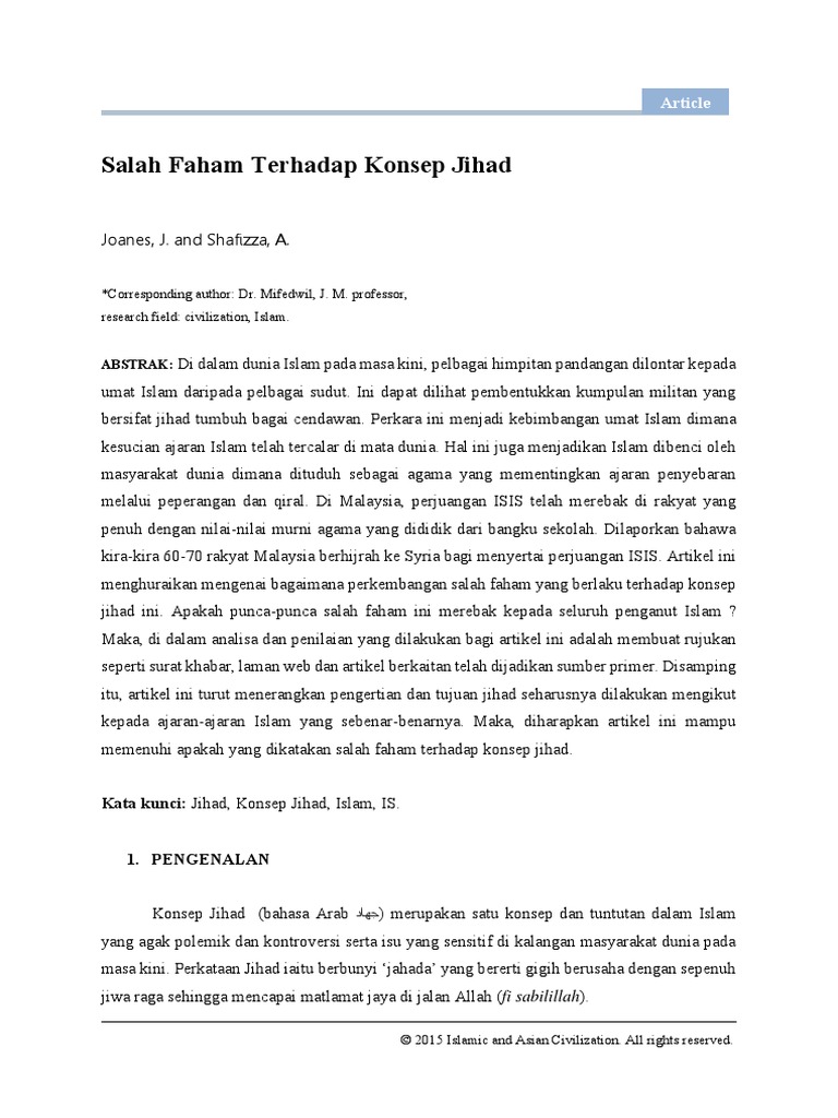 Salah Faham Terhadap Konsep Jihad Pdf