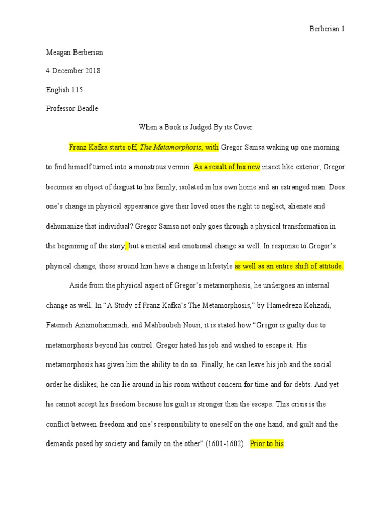 Project Text Copy For Revised Final The Metamorphosis - 