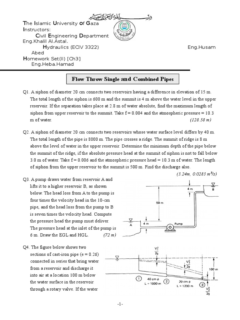 Hydraulics Homework Set II | PDF | Hydraulic Engineering | Phases Of Matter