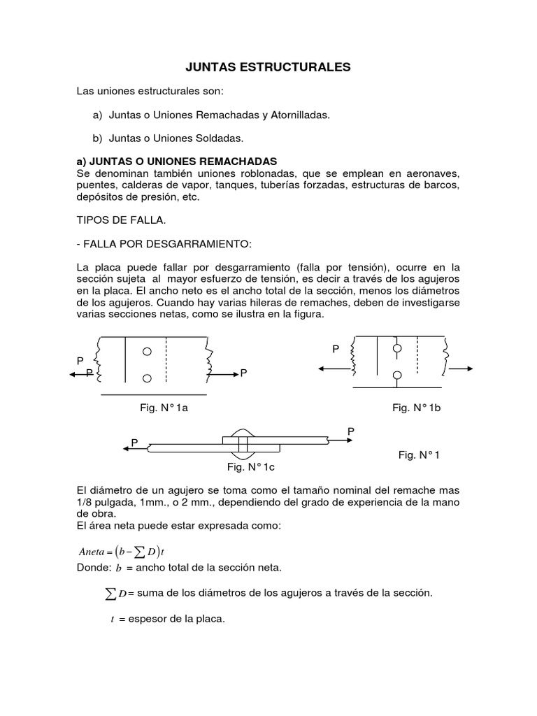 Juntas Estructurales: Tipos y Fallas | PDF | Remache | Esfuerzo cortante