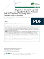 A Comparison of Hydration Effect On Body Fluid and Temperature Regulation Between Malaysian and Japanese Males Exercising at Mild Dehydration in Humid Heat