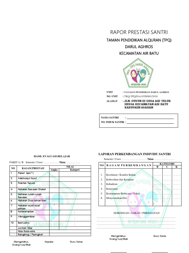Aplikasi Raport Tpq - Download Pembuatan Web Aplikasi Ppdb Mtsn 1 Tegal Matsan Saga Pics