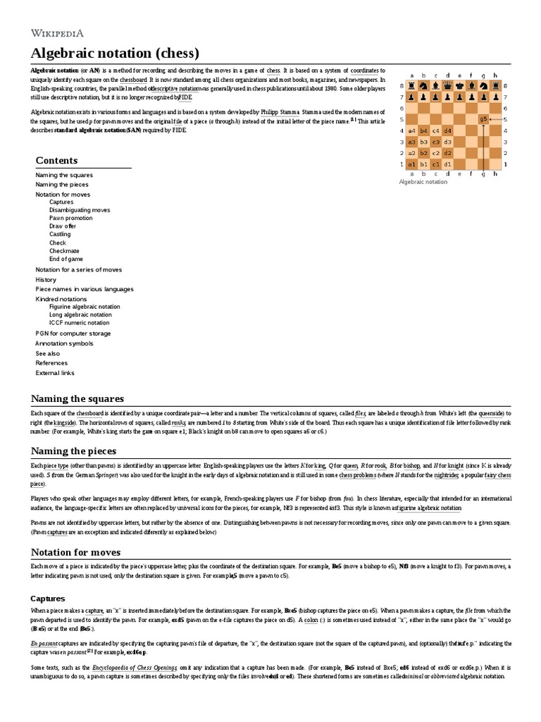 Chess Notation PDF Notation Gaming