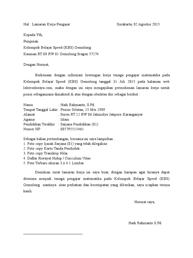 Download 74+ Contoh Contoh Surat Lamaran Kerja Ke Rumah Zakat Gratis