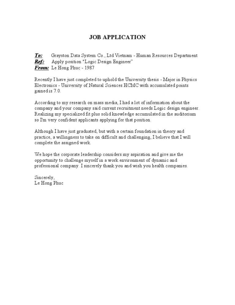 Job Application for Logic Design Engineer | PDF