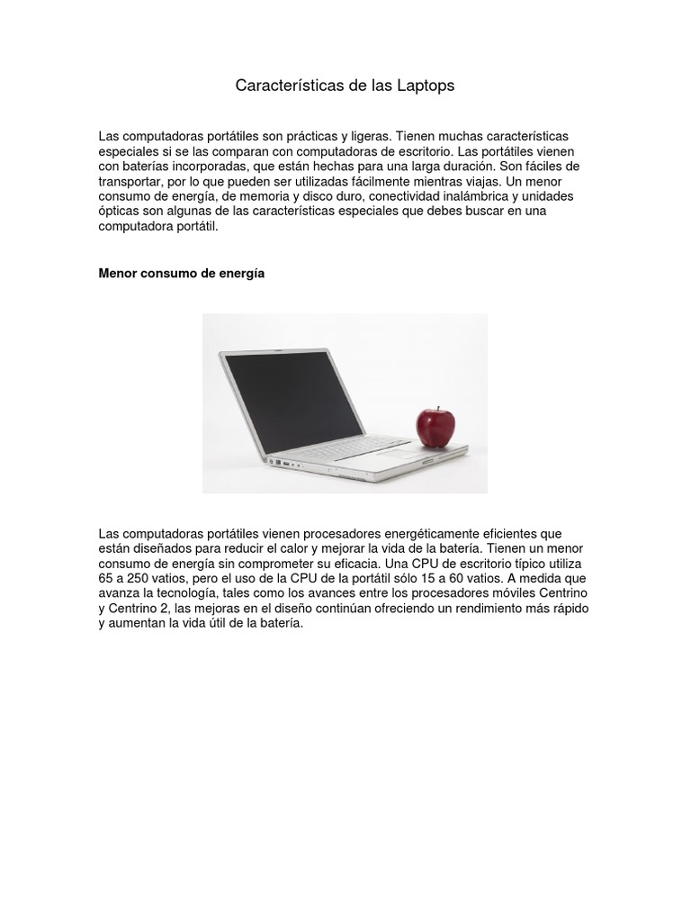retirarse La ciudad Entretenimiento Características de Las Laptops | PDF | Ordenador portátil | Computadoras  personales