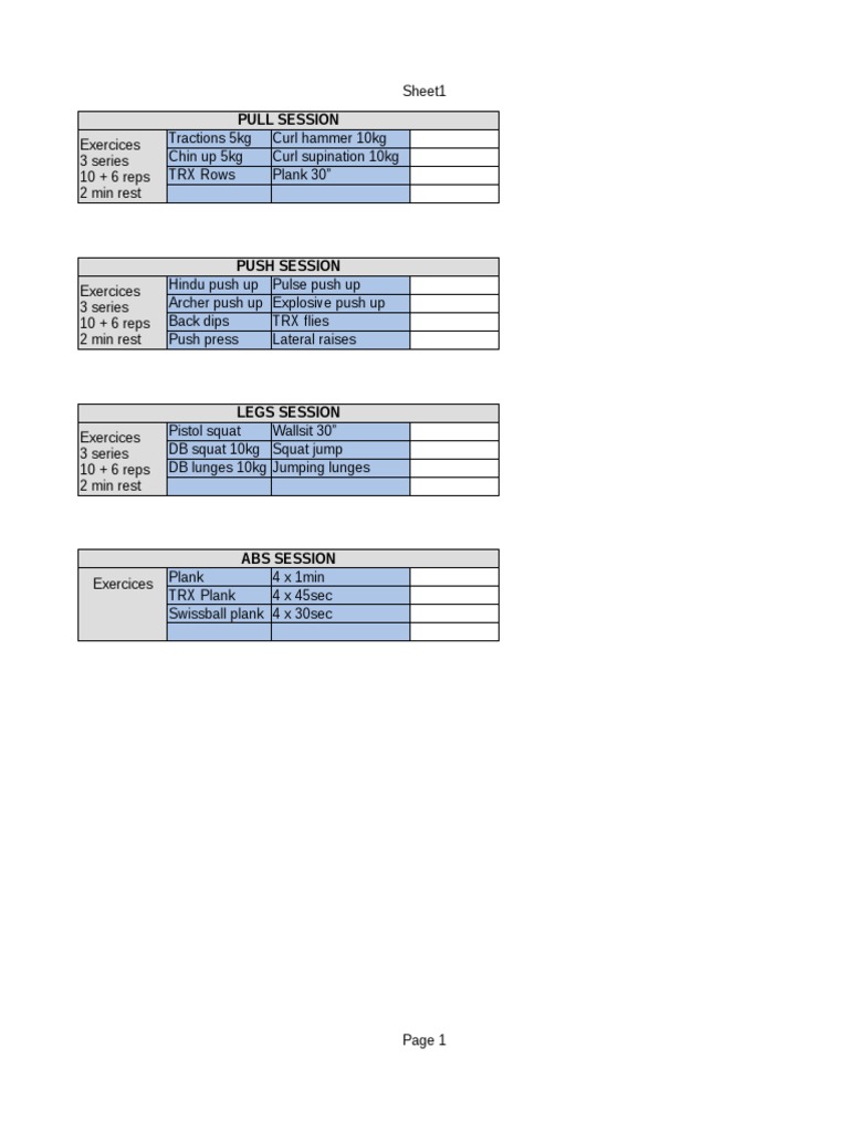 Fitness Routine for Strength Training | PDF