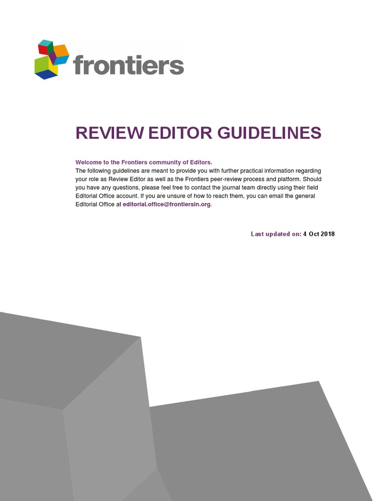 Review Editor Guidelines: Welcome To The Frontiers Community of Editors ...