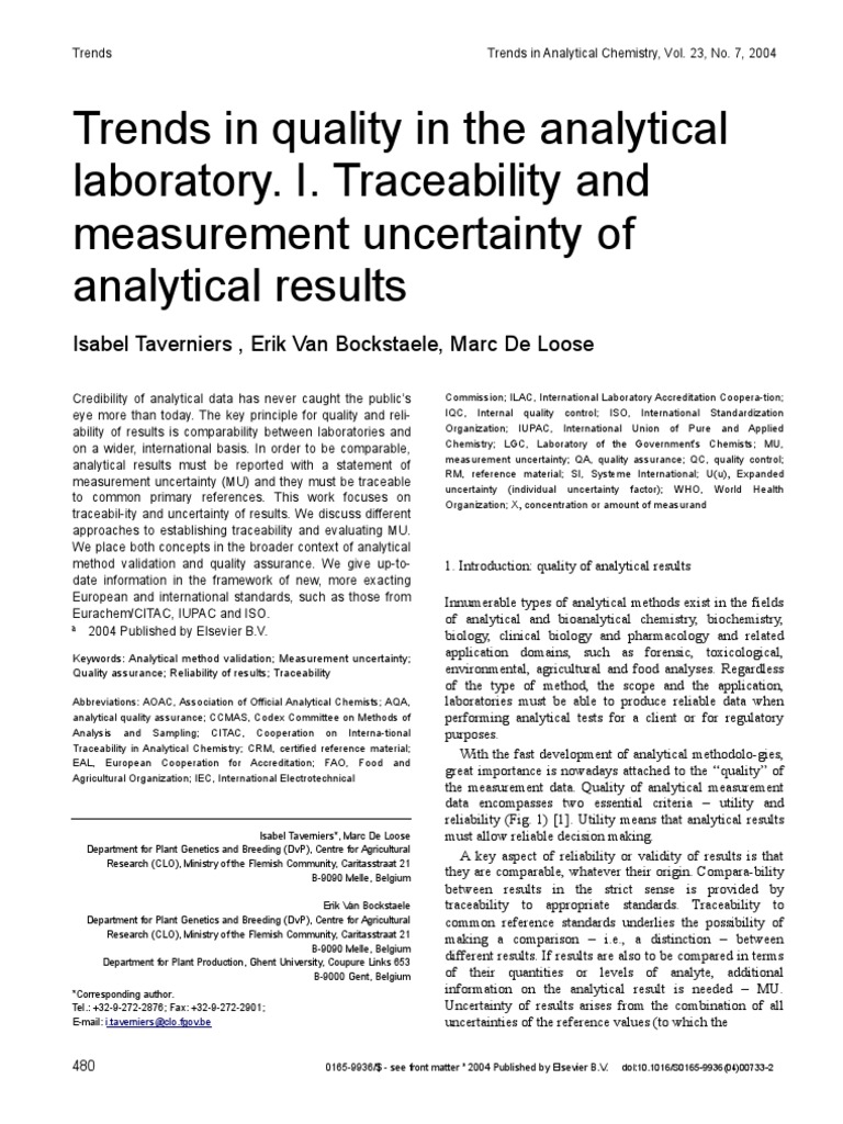 Trends in Quality in The Analytical Laboratory. I. Traceability and ...