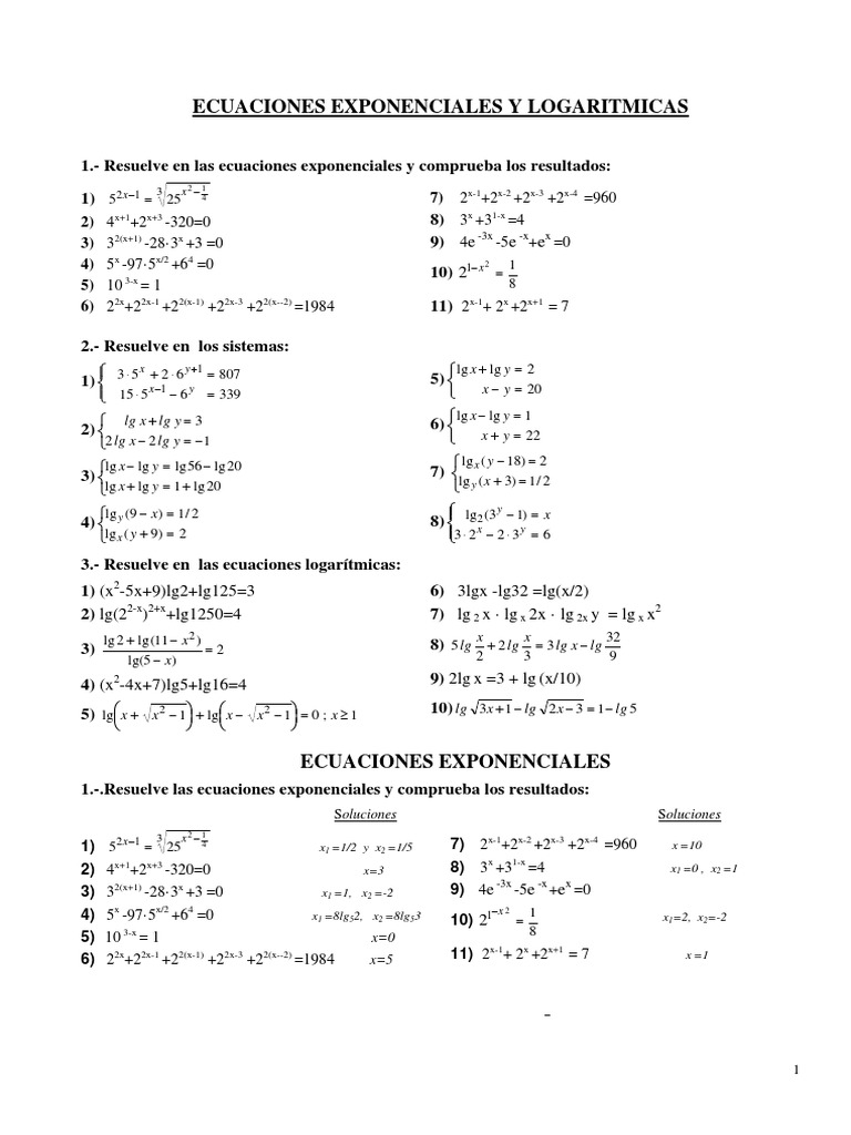 Ecuaciones Exponenciales Y Logaritmicas Ensenanza De Matematica