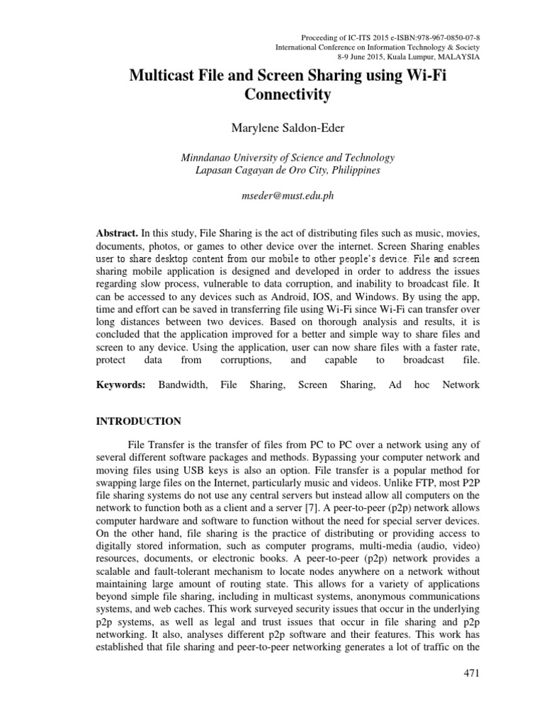 Enhanced Wi-Fi File and Screen Sharing | PDF | Peer To Peer | Computer ...