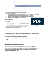 Task 3: Literacy Strategies: After The Observation - Reflection