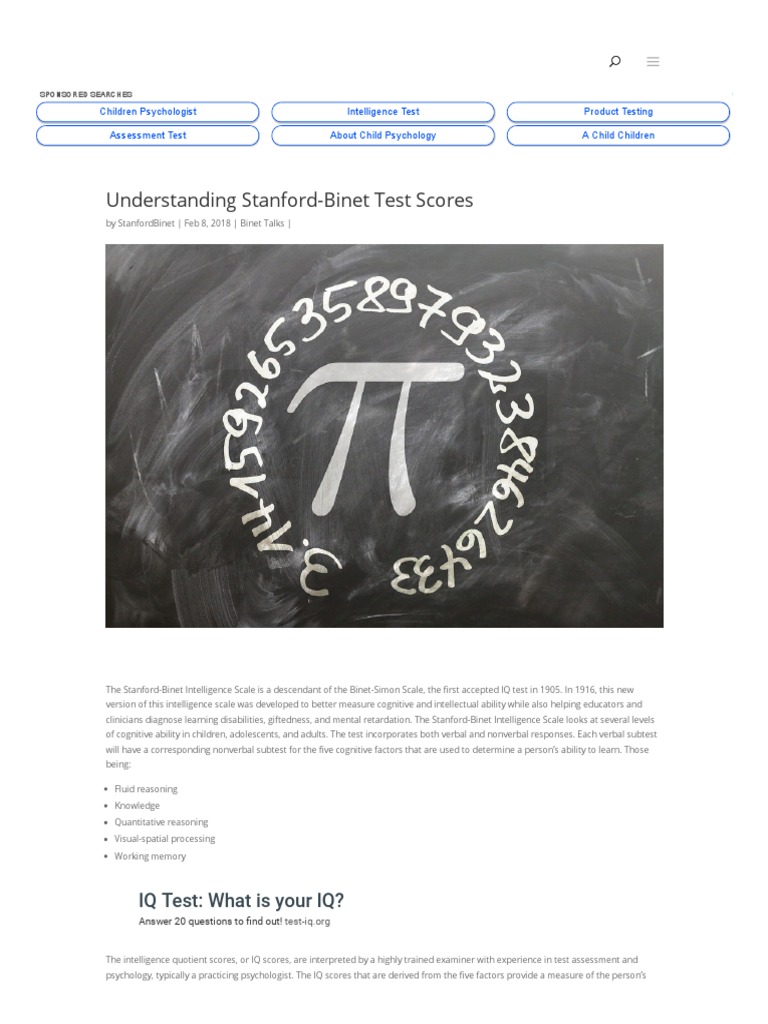 Stanford-Binet Test Scoring Explained - Stanford-Binet IQ Test | PDF ...