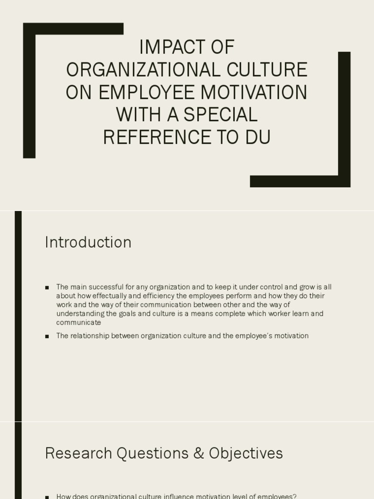 Impact of Culture on Employee Motivation | PDF | Organizational Culture ...