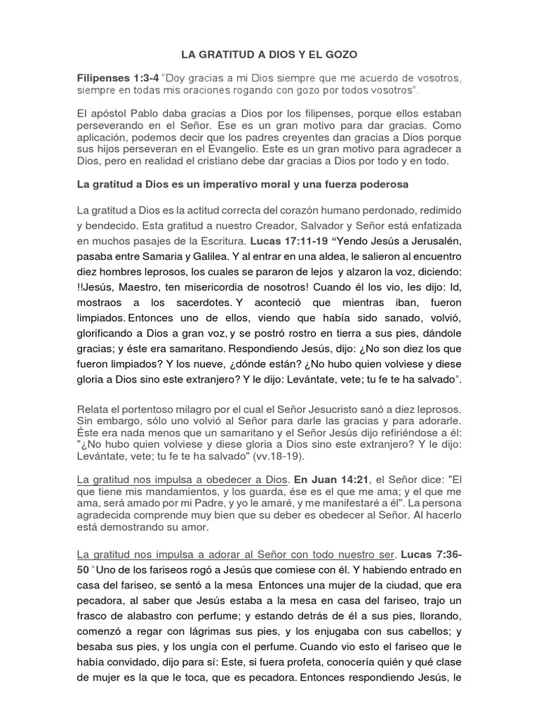 Gratitud a Dios y Gozo en la Fe | PDF | Pecado | Jesús