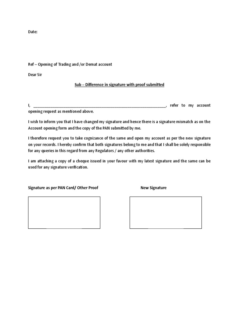 Signature Mismatch Declaration for Bank | PDF