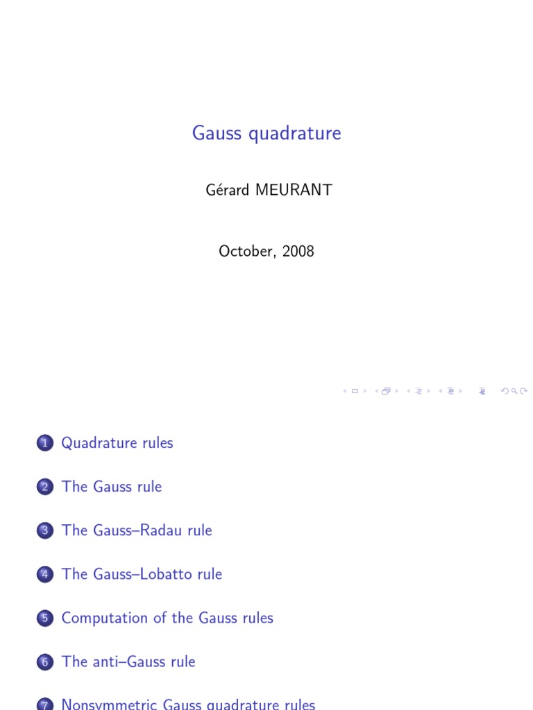Gauss Quadrature 2 Pdf Eigenvalues And Eigenvectors Matrix