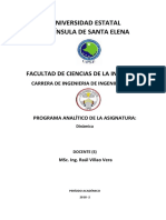 Plan Analitico de Dinámica