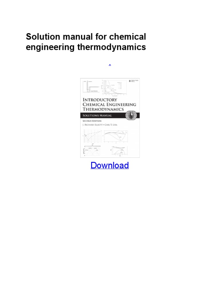 Solution Manual For Chemical Engineering Thermodynamics PDF | PDF.