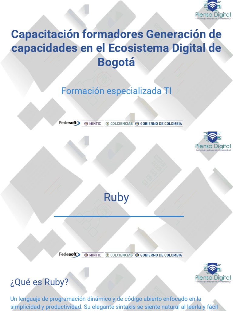 Capacitación en Ruby para Formadores | PDF | Ruby (lenguaje de ...