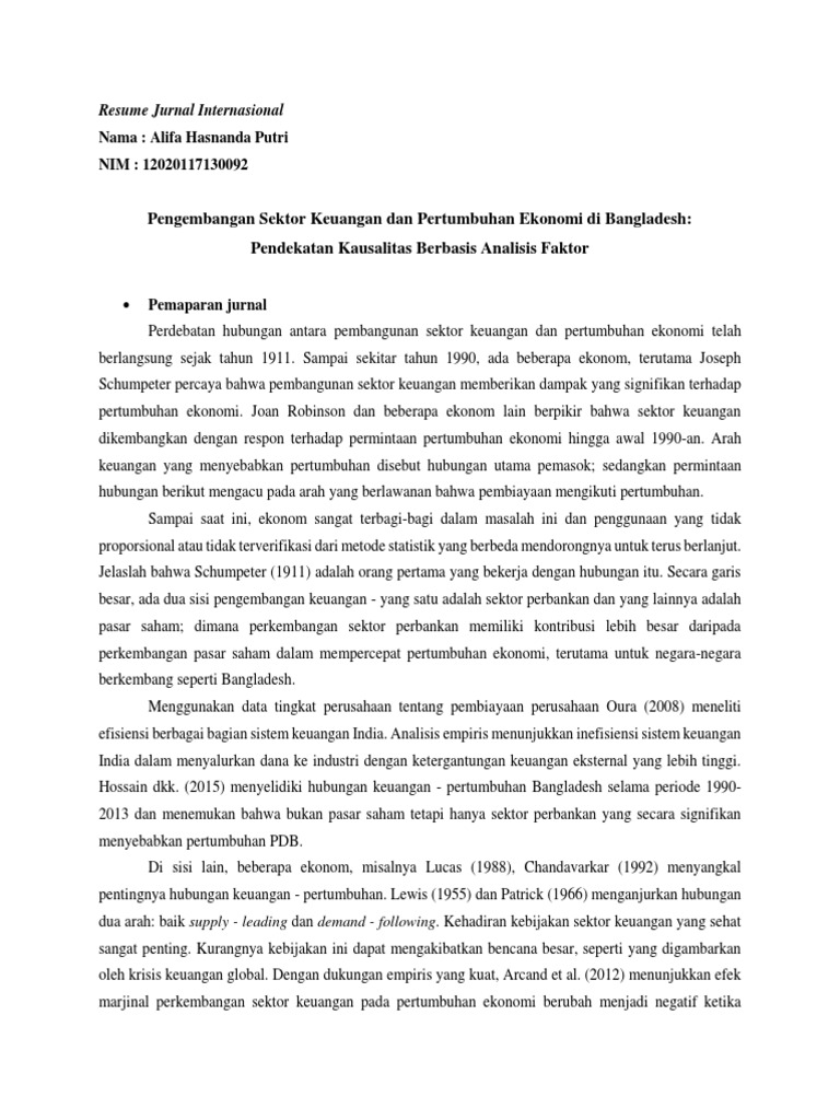 Resume Jurnal Alifa Hasnanda Putri Tugas Statistika 2 12020117130092 Pdf