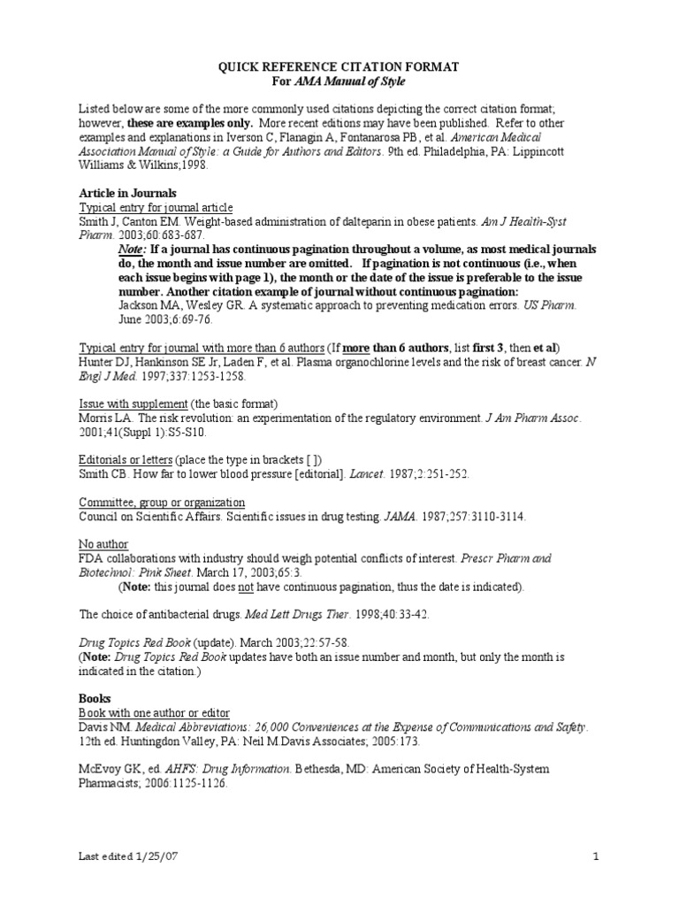 Ama Referencing Citation Web Page